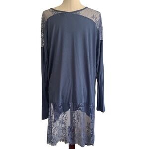 NWT Lace Tunic Top 1X Boho Chic Flowy Romantic Lagenlook Layering Blue Top Plus